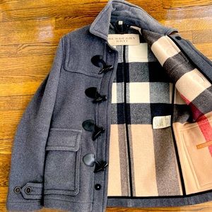 Burberry Brit Gray Jacket. Made in England. Removable hood.